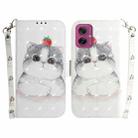 For Motorola Moto G55 3D Colored Flip Leather Phone Case(Cute Cat) - 1