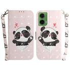 For Motorola Moto G35 3D Colored Flip Leather Phone Case(Heart Panda) - 1