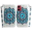 For Motorola Moto G05 / E15 3D Colored Flip Leather Phone Case(Peacock Wreath) - 1