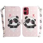 For Motorola Moto G05 / E15 3D Colored Flip Leather Phone Case(Heart Panda) - 1