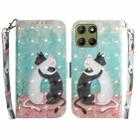 For Motorola Moto G15 3D Colored Flip Leather Phone Case(Black White Cat) - 1