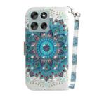 For Motorola Moto G56 5G / G66j 5G / G66y 5G 3D Colored Flip Leather Phone Case(Peacock Wreath) - 3