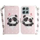 For Motorola Moto G56 5G / G66j 5G / G66y 5G 3D Colored Flip Leather Phone Case(Heart Panda) - 1