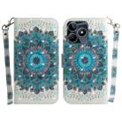 For Realme C53 / Narzo N53 3D Colored Horizontal Flip Leather Phone Case(Peacock Wreath) - 1