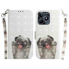 For Realme C53 / Narzo N53 3D Colored Horizontal Flip Leather Phone Case(Pug) - 1