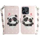 For Realme C53 / Narzo N53 3D Colored Horizontal Flip Leather Phone Case(Heart Panda) - 1