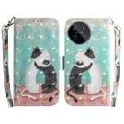 For Realme 11 4G Global 3D Colored Horizontal Flip Leather Phone Case(Black White Cat) - 1