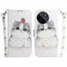 For Realme 11 4G Global 3D Colored Horizontal Flip Leather Phone Case(Cute Cat) - 1