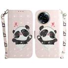 For Realme 11 5G Global 3D Colored Horizontal Flip Leather Phone Case(Heart Panda) - 1