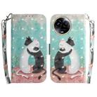 For Realme 11 5G Global 3D Colored Horizontal Flip Leather Phone Case(Black White Cat) - 1