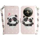 For Realme 12 Pro+ Global 3D Colored Horizontal Flip Leather Phone Case(Heart Panda) - 1