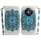 For Realme 12 5G 3D Colored Horizontal Flip Leather Phone Case(Peacock Wreath) - 1