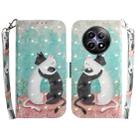 For Realme 12 5G 3D Colored Horizontal Flip Leather Phone Case(Black White Cat) - 1