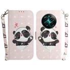 For Realme 12+ 3D Colored Horizontal Flip Leather Phone Case(Heart Panda) - 1