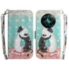 For Realme 12+ 3D Colored Horizontal Flip Leather Phone Case(Black White Cat) - 1