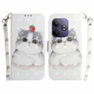 For Realme GT 6 / GT 6T / GT Neo6 / GT Neo6 SE 3D Colored Horizontal Flip Leather Phone Case(Cute Cat) - 1