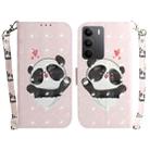 For Realme C75 3D Colored Horizontal Flip Leather Phone Case(Heart Panda) - 1