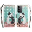 For Realme C75 3D Colored Horizontal Flip Leather Phone Case(Black White Cat) - 1