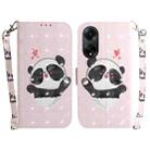 For OPPO A98 5G / F23 5G India 3D Colored Horizontal Flip Leather Phone Case(Heart Panda) - 1