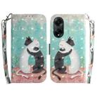 For OPPO A98 5G / F23 5G India 3D Colored Horizontal Flip Leather Phone Case(Black White Cat) - 1