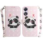 For OPPO A58 4G 3D Colored Horizontal Flip Leather Phone Case(Heart Panda) - 1