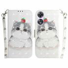 For OPPO A58 4G 3D Colored Horizontal Flip Leather Phone Case(Cute Cat) - 1