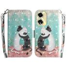 For OPPO A59 5G / A2M 3D Colored Horizontal Flip Leather Phone Case(Black White Cat) - 1