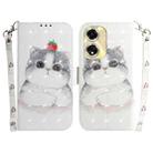 For OPPO A59 5G / A2M 3D Colored Horizontal Flip Leather Phone Case(Cute Cat) - 1