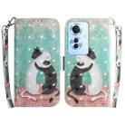 For OPPO F25 Pro 5G Global 3D Colored Horizontal Flip Leather Phone Case(Black White Cat) - 1