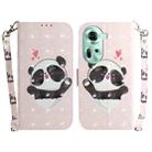 For OPPO Reno11 Global 3D Colored Horizontal Flip Leather Phone Case(Heart Panda) - 1