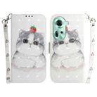 For OPPO Reno11 Global 3D Colored Horizontal Flip Leather Phone Case(Cute Cat) - 1