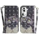 For OPPO Reno11 Pro 5G Global 3D Colored Horizontal Flip Leather Phone Case(Hug Cat) - 1