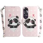 For OPPO A60 4G 3D Colored Horizontal Flip Leather Phone Case(Heart Panda) - 1