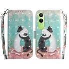 For OPPO K12x 3D Colored Horizontal Flip Leather Phone Case(Black White Cat) - 1