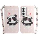 For OPPO Reno12 5G Global 3D Colored Horizontal Flip Leather Phone Case(Heart Panda) - 1
