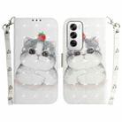 For OPPO Reno12 5G Global 3D Colored Horizontal Flip Leather Phone Case(Cute Cat) - 1