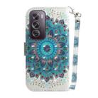 For OPPO Reno12 Pro 5G Global 3D Colored Horizontal Flip Leather Phone Case(Peacock Wreath) - 3