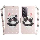 For OPPO Reno12 Pro 5G Global 3D Colored Horizontal Flip Leather Phone Case(Heart Panda) - 1