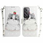 For OPPO Reno12 Pro 5G Global 3D Colored Horizontal Flip Leather Phone Case(Cute Cat) - 1