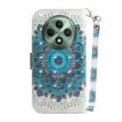 For OPPO Reno12 F 5G 3D Colored Horizontal Flip Leather Phone Case(Peacock Wreath) - 3