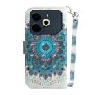 For Tecno Pova 6 Neo 3D Colored Horizontal Flip Leather Phone Case(Peacock Wreath) - 3