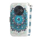 For Tecno Spark 30C 3D Colored Horizontal Flip Leather Phone Case(Peacock Wreath) - 3