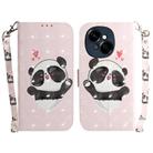 For Tecno Spark Go 1 / Pop 9 Pro 3D Colored Horizontal Flip Leather Phone Case(Heart Panda) - 1
