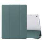 For iPad Air (2019)/Pro 10.5 (2017) 3-folding Electric Pressed Skin Texture Horizontal Flip Shockproof Transparent TPU + PU Leather Case with Holder & Pen Slot & Sleep / Wake-up Function(Deep Green) - 1
