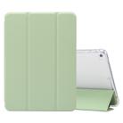 For iPad mini (2019) / mini 4 3-folding Electric Pressed Skin Texture Horizontal Flip Shockproof Transparent TPU + PU Leather Case with Holder & Pen Slot & Sleep / Wake-up Function(Green) - 1