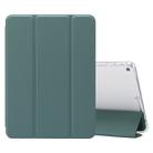 For iPad mini (2019) / mini 4 3-folding Electric Pressed Skin Texture Horizontal Flip Shockproof Transparent TPU + PU Leather Case with Holder & Pen Slot & Sleep / Wake-up Function(Deep Green) - 1