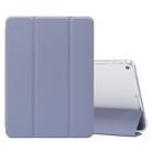 For iPad mini (2019) / mini 4 3-folding Electric Pressed Skin Texture Horizontal Flip Shockproof Transparent TPU + PU Leather Case with Holder & Pen Slot & Sleep / Wake-up Function(Baby Blue) - 1