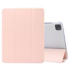 3-folding Electric Pressed Skin Texture Leather Smart Tablet Case For iPad Pro 11 2022/2021/2020(Light Pink) - 1