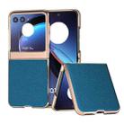 For Motorola Razr 40 Ultra Nano Electroplating Genuine Leather Litchi Texture Phone Case(Blue) - 1