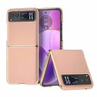 For Motorola Razr 40 Nano Electroplating Genuine Leather + PC Litchi Texture Phone Case(Pink Gold) - 1